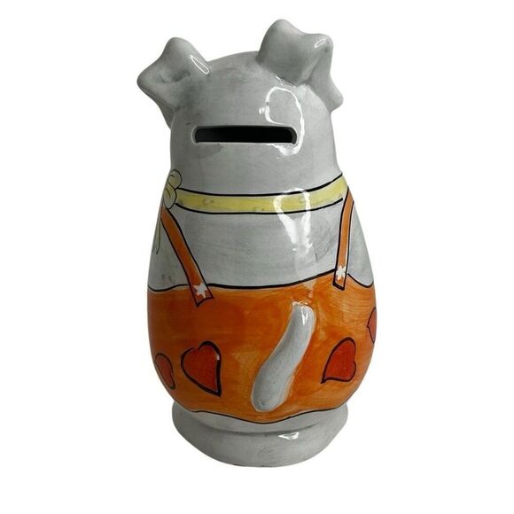 Mid Century Dog Bank Multicolor Hand-painted Decorative Ceramic Money Saving Pot - Picture 5 of 10